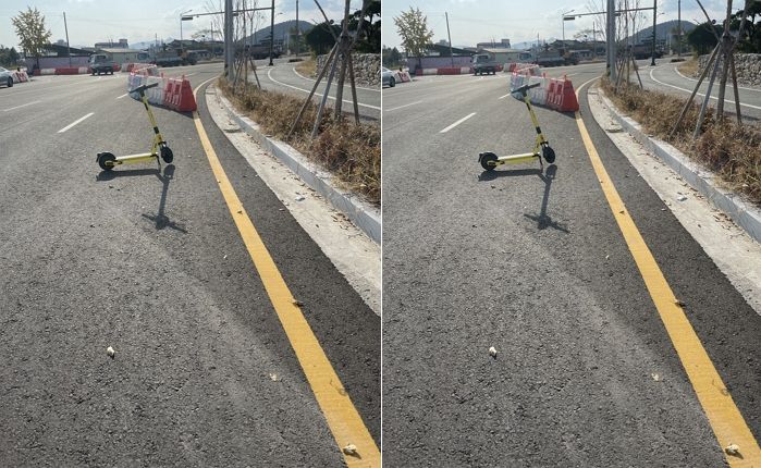 “차도 한복판에 공유 킥보드 주차해 놓고 튄 킥보드 빌런을 찾습니다”