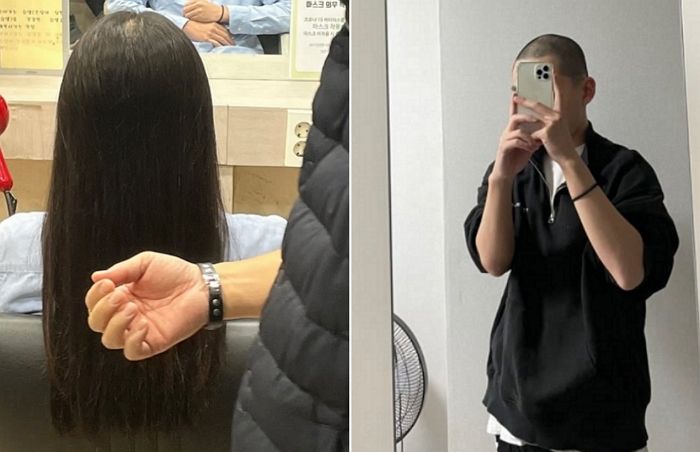 소아암 어린이들 위해 3년 기른 머리카락 잘라 기부하고 군 입대한 22살 훈남