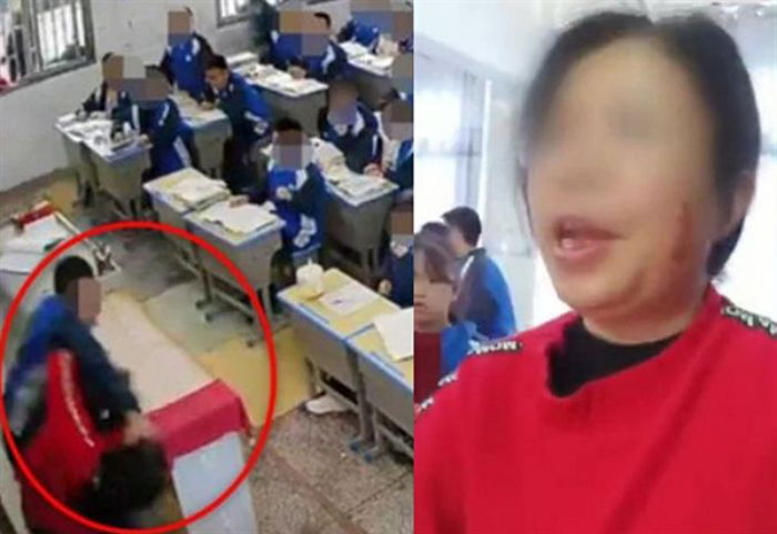 점심시간 됐는데도 수업 안 끝내는 선생님 짜증난다고 주먹 날린 남고생 (영상)