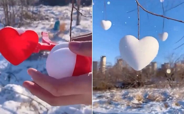 함박눈 내리는 날 눈뭉치 꾹꾹 담아 사랑 고백할 수 있는 ‘하트 눈집게’