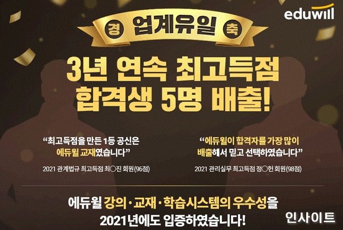 에듀윌, 개인에게 최적화된 합격시스템 눈길... “3년 연속 주택관리사 최고득점 합격생 배출”
