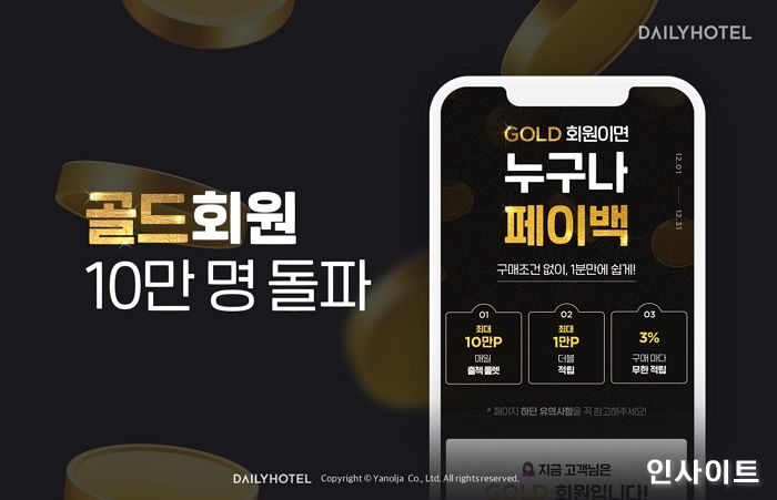 데일리호텔, 골드회원 10만 명 돌파