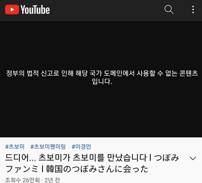“정부의 법적 신고로 재생 안됨” 일본 AV 배우 유튜브 영상 막히기 시작한 국내 상황