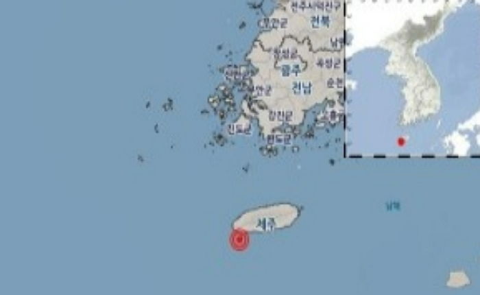 제주 서귀포 서남서쪽 41㎞ 해역서 4.9 지진 발생