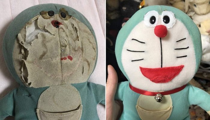 낡고 해진 ‘애착인형’ 떠나보내주려던 누리꾼이 공개한 ‘도라에몽’ 부활 사진