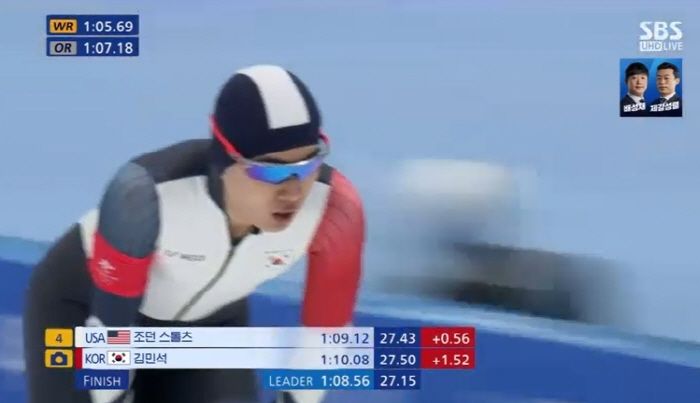 한국 ‘스피드스케이팅 간판’ 김민석, 남자 1000m 최종 24위