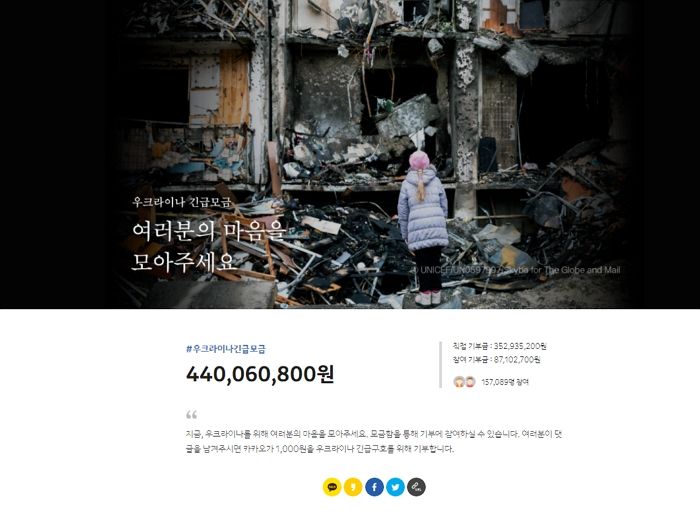 우크라이나 응원 댓글 달면 카카오가 회사 돈으로 ‘1000원’씩 기부해 준다