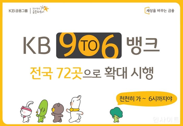 KB국민은행, ‘9To6 Bank’ 전국 72곳으로 확대 시행