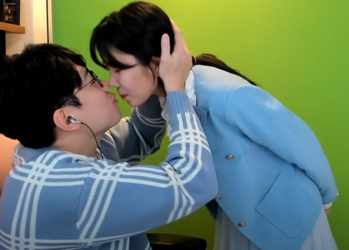 아내 꽃빈에게 뽀뽀하고 싶어 시청자인 척 3만원 후원금 내고 미션 건 남편 러너 (영상)