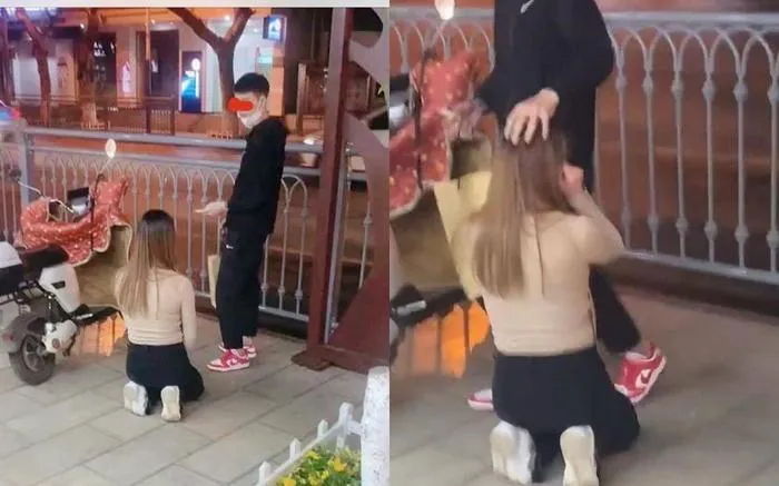 헤어지지 말자고 붙잡는 여친 안타까워 머리 쓰다듬어주면서도 끝내 뿌리치고 떠나는 남성 (영상)