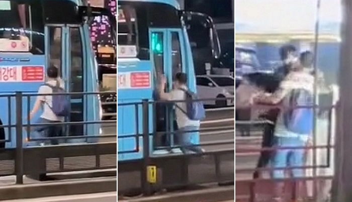홍대입구역서 버스 두들기며 난동부리던 청년을 ‘따뜻한 포옹’으로 진정시킨 시민 (영상)