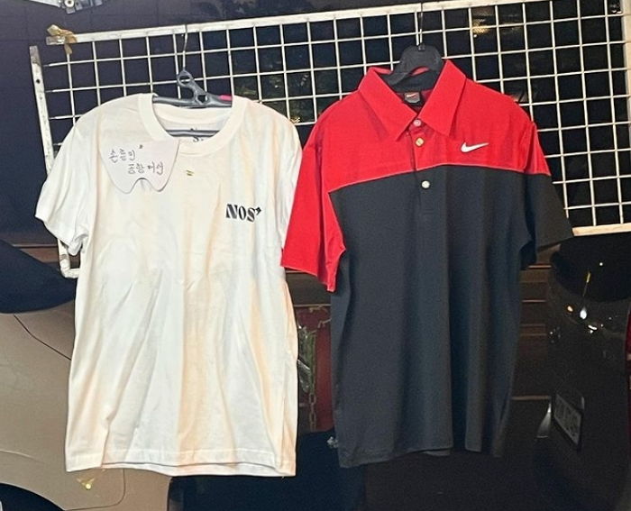 손흥민이 입고 등장한 지 2주도 안돼 동대문에 등장한 짝퉁 ‘NOS7’ 티셔츠