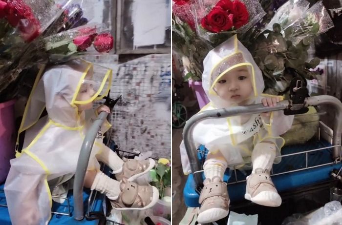 먹고 살려 길에서 ‘꽃’ 파는 엄마 힘들까 봐 일 끝날 때까지 얌전히 기다리는 아기