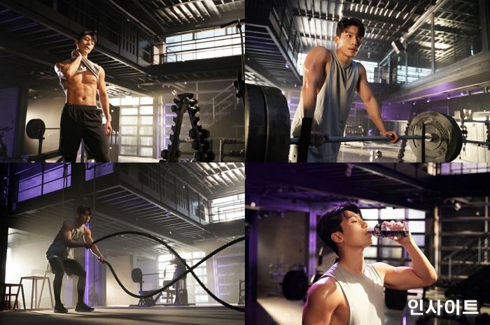 위하준 근육 매력 발산한 광고 촬영 현장 비하인드 컷 공개