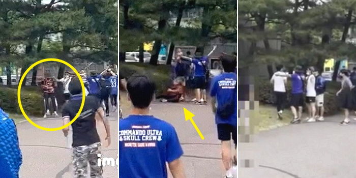 축구보러 가는 FC서울 팬 뒤에서 ‘바디슬램’ 걸며 폭행한 수원삼성 팬 (영상)