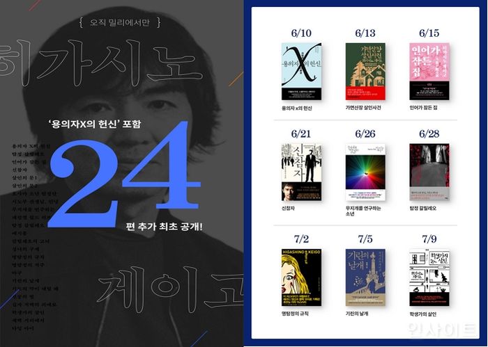 밀리의 서재, ‘용의자 X의 헌신’, ‘탐정 갈릴레오’ 등 히가시노 게이고 작품 24권 공개