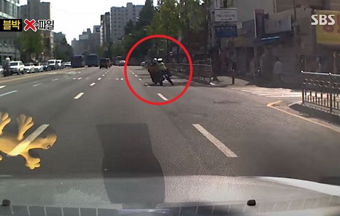 단속 경찰 매달고 질주하는 배달 라이더 레전드 ‘도주 사건’ (영상)