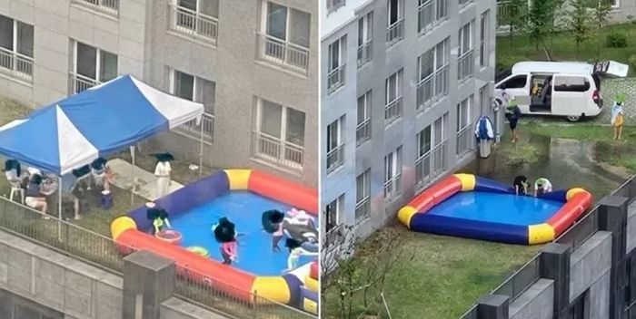 아파트 공용공간에 ‘개인 수영장’ 설치한 부모, 결국 사과...“무지한 행동 사죄”