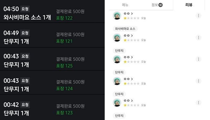 “저랑 싸웠던 배달기사가 ‘단무지·소스’ 1개씩 5번 주문한 뒤 ‘리뷰 테러’했습니다”