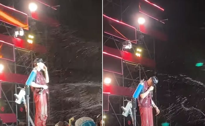 ‘워터밤’ 공연 중 얼굴에 ‘물총 공격’ 당해 정신 못차린 사이먼 도미닉 (영상)