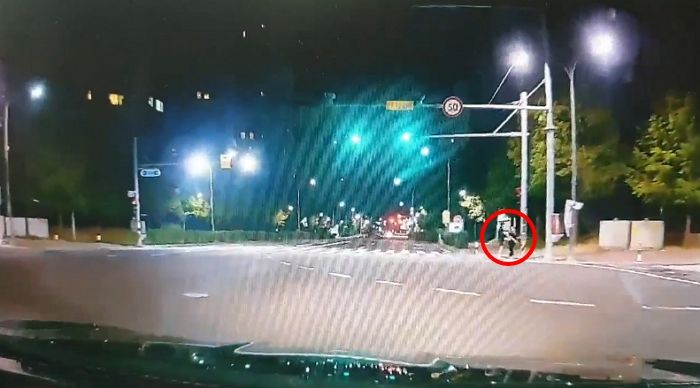 인도에 서 있다가 교차로로 뛰어든 여성, 택시 멈췄는데 갑자기 쓰러지며 ‘쿵’ 부딪혀 (영상)