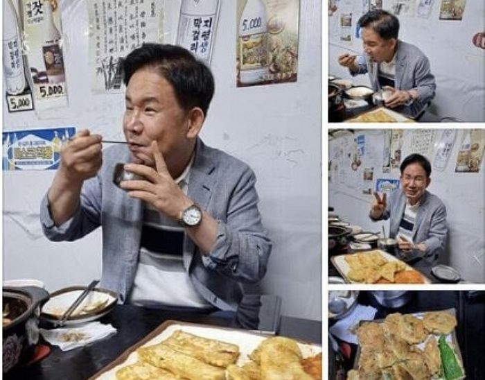 폭우로 물난리 났는데 ‘전·찌개’ 먹방 사진 올리며 ‘V’ 포즈한 마포구청장