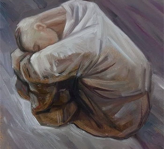 그림에서 주먹 보다 몸을 ‘웅크린 남자’가 먼저 보이면 지금 당장 ‘휴식’해야 한다