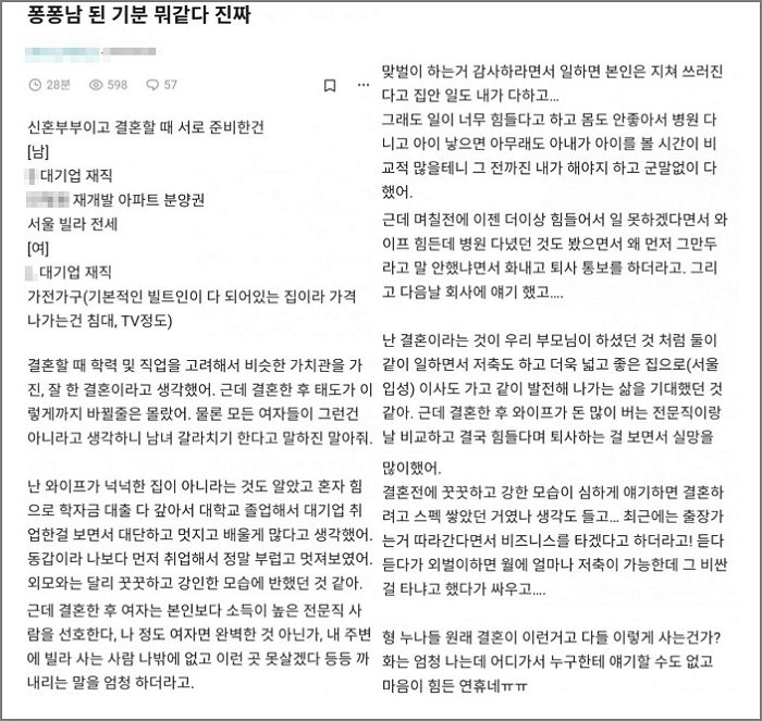 “대기업 다니던 여친, 혼수로 ‘TV·침대’만 해오더니 결혼 후 ‘칼퇴사’ 했습니다”