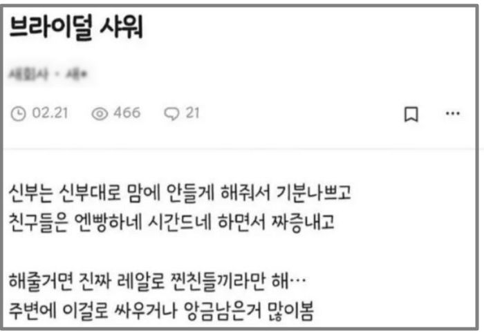 친구 결혼 전 해주는 브라이덜 샤워 “신부도 N빵 해야vs친구들이 다 내야”