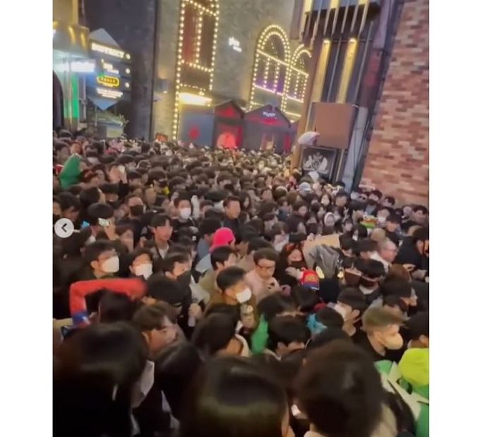 어제(29일) 이태원 사고 현장에 사람 얼마나 많았는지 보여주는 영상