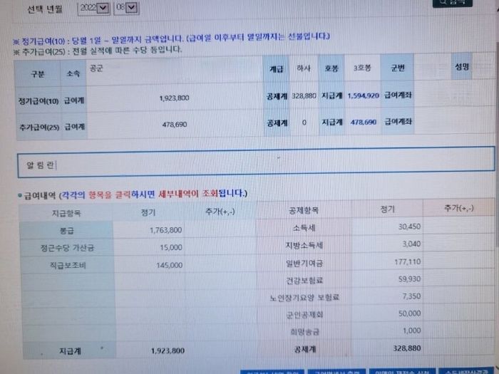 “최저임금에 1만원 더 주고 30만원 떼가냐”...공군 하사가 공개한 월급 근황