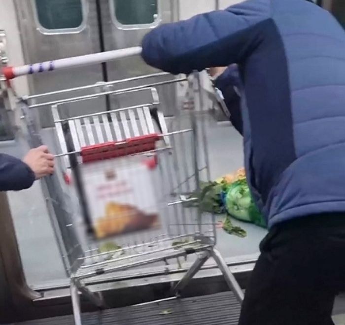 배추 실은 마트 ‘쇼핑카트’ 끌고 온 할머니 때문에 난리 났던 서울 지하철 상황 (영상)