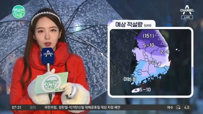 날씨 확인하던 시청자들 빵 터트린 기상 캐스터의 생방송 사고 영상