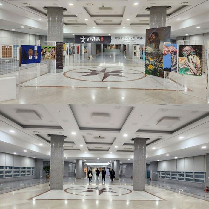 대통령 부부 풍자 작품 ‘해먹을 결심’ 등 국회 전시회 철거 논란