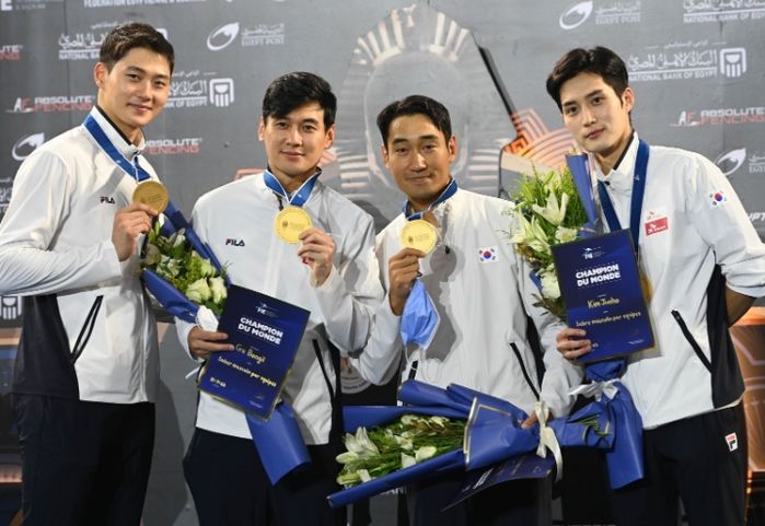 ‘세계 최강’ 한국 남자 사브르, 월드컵 단체전서 짜릿한 역전 우승