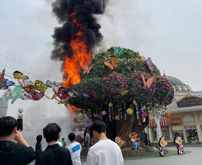 용인 ‘에버랜드’ 내 조형물서 큰 불...관람객 긴급 대피 (+사진)