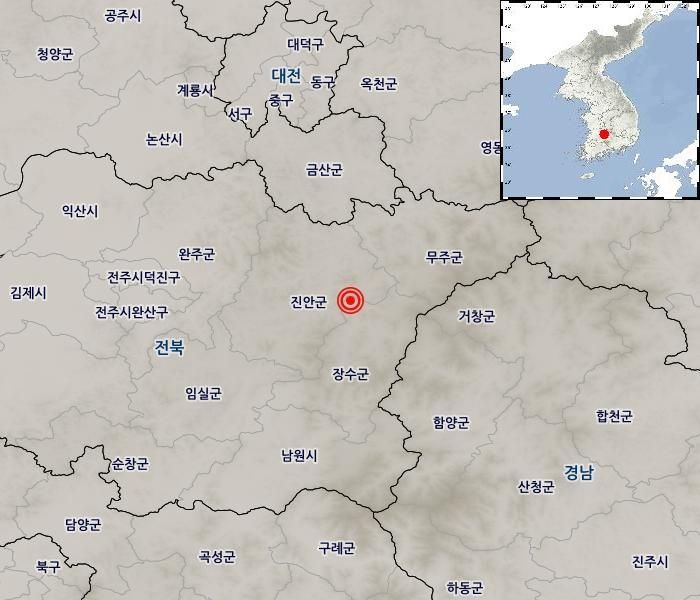 기상청 “전북 장수군 규모 3.5 지진 발생”