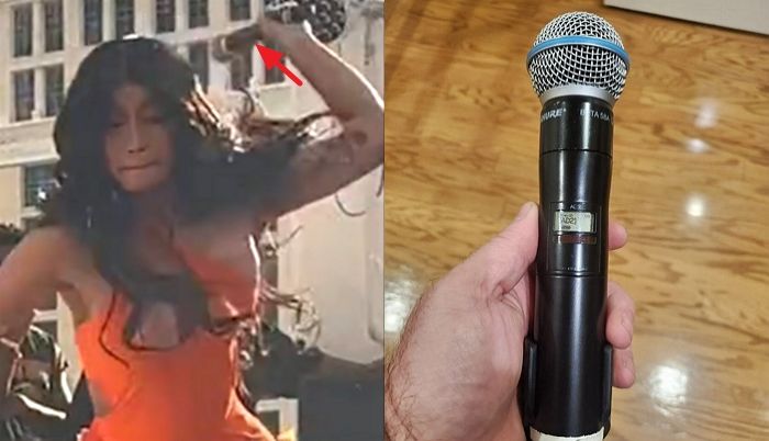 카디비가 물 뿌린 관객 향해 던졌던 마이크, 1억원에 ‘경매 사이트’ 올라왔다