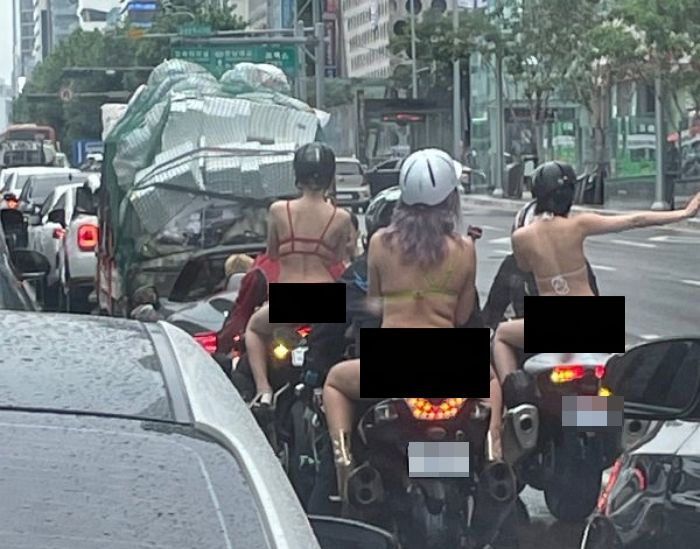오늘(11일) ‘비키니녀’ 태운 오토바이 4대 출몰한 서울 강남 근황