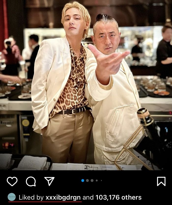 둘다 제니와 스캔들 났는데...인스타 BTS 뷔 사진에 ‘좋아요’ 누른 지드래곤