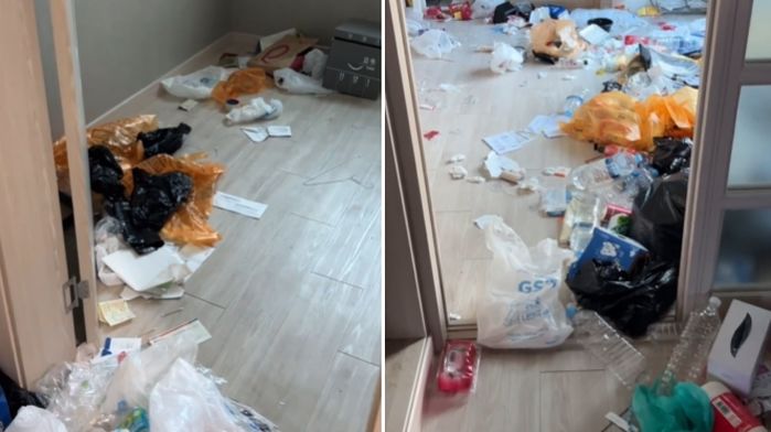 “305호 퇴실자 잊지 않을게요”... 집주인이 올린 숙박객이 두고 떠난 쓰레기 집 내부 상황