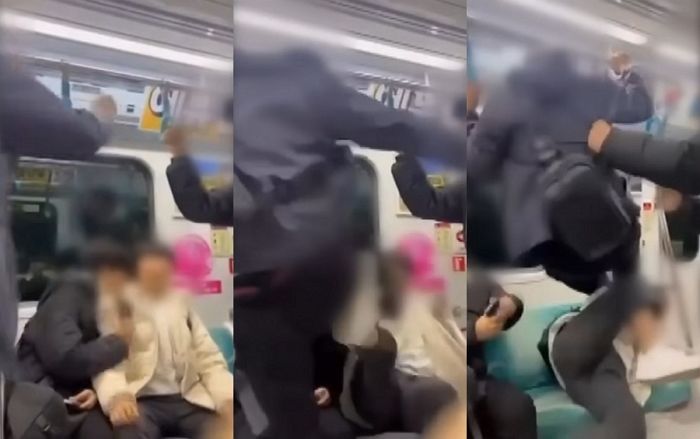 공부하다 집에 가던 중학생들 지하철 손잡이 잡고 ‘날아차기’한 인천 2호선 만취남 (영상)