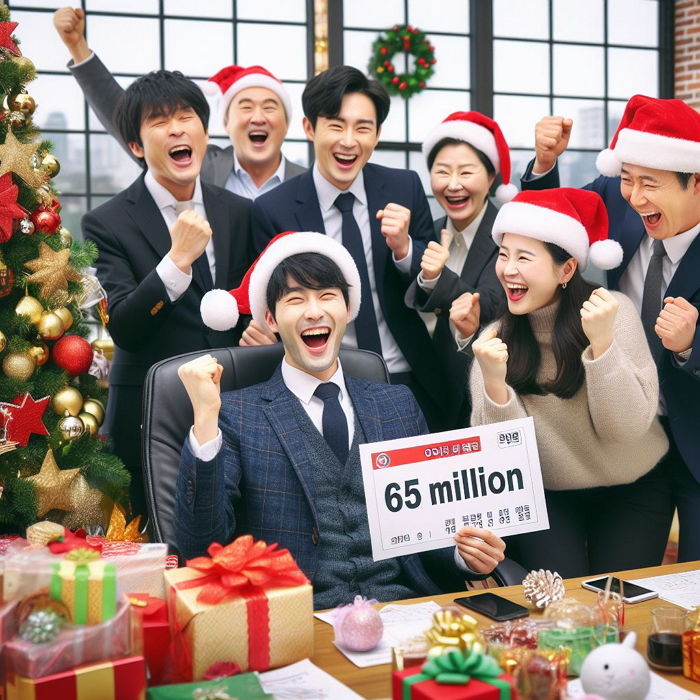 직장 상사가 크리스마스 선물로 복권 뿌렸는데 6500만원 잭팟 터진 직원