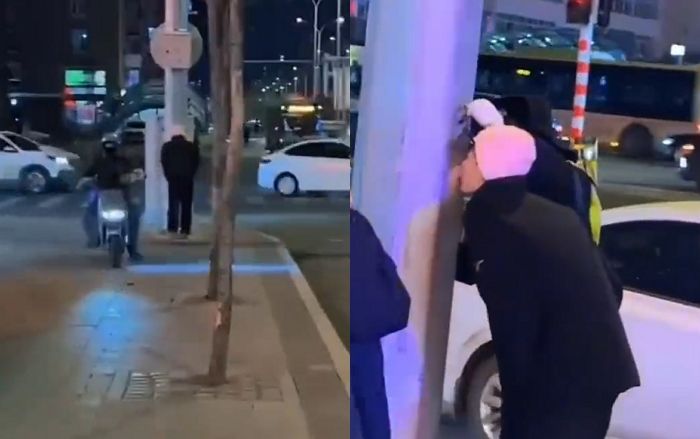 기온 확인한다며 가로등 ‘혀’로 핥았다가 딱 붙어 경찰까지 출동하게 만든 철부지 청년 (영상)