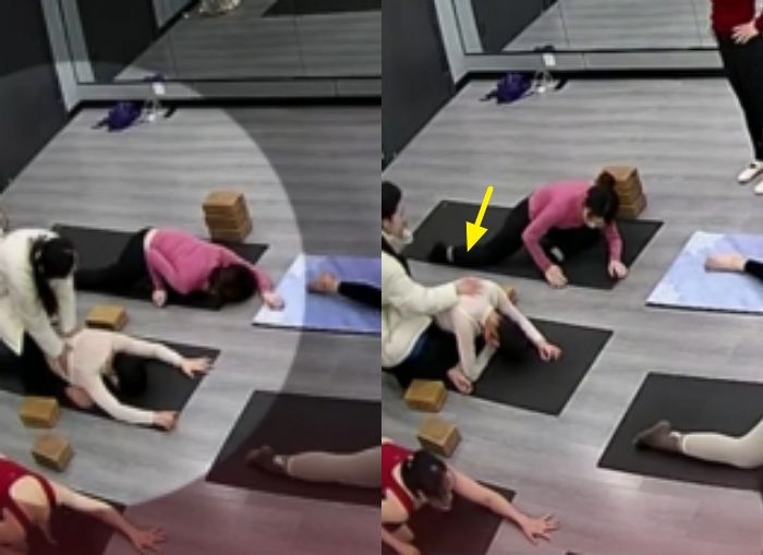 안 되는 동작 꾹꾹 누르며 억지로 시킨 요가 강사...뼈 부러지는 소리 나더니 다리 두 동강 나 (영상)