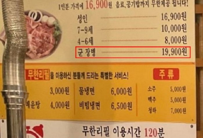 군인에게 3000원 추가 요금 받던 숯불갈비 무한리필 식당, 결국 폐업