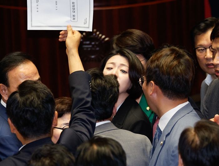 “뭐뭐뭐 쳐봐!” vs “얻다 대고”...국회서 말싸움하다 몸싸움 직전까지 간 배현진·진성준