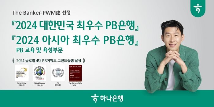 하나은행, ‘2024 대한민국 최우수 PB은행상’ 수상... “국내 시중은행 최초”