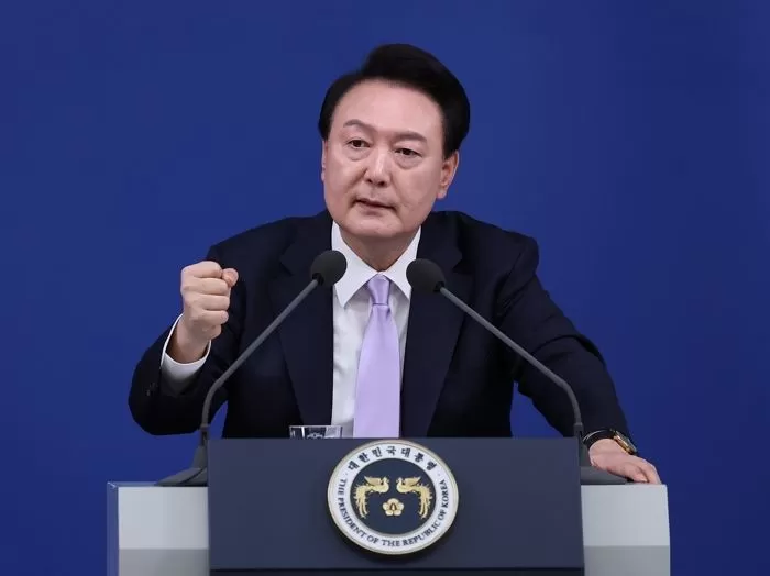 대국민 담화 및 기자회견 중인 윤석열 대통령 / 뉴스1
