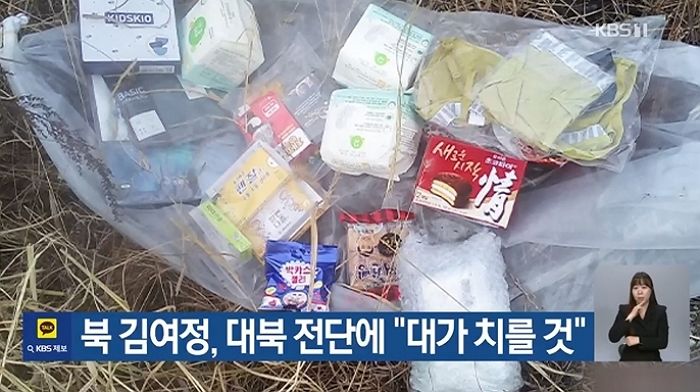 초코파이·생리대 담긴 대북 전단에... 김여정 “잡종 개XX들, 대가 치를 것”